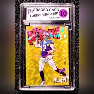 Josh Allen Gold KABOOM Cracked Ice Holographic Football Card Graded 10 Gem Mint